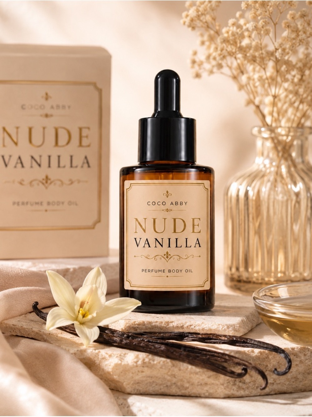 COCO ABBY Nude Vanilla Perfume Body Oil — Amber & Cream